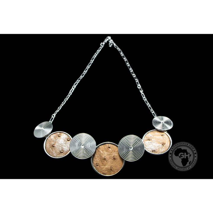 Ostrich Leather Round Necklace - Oryx