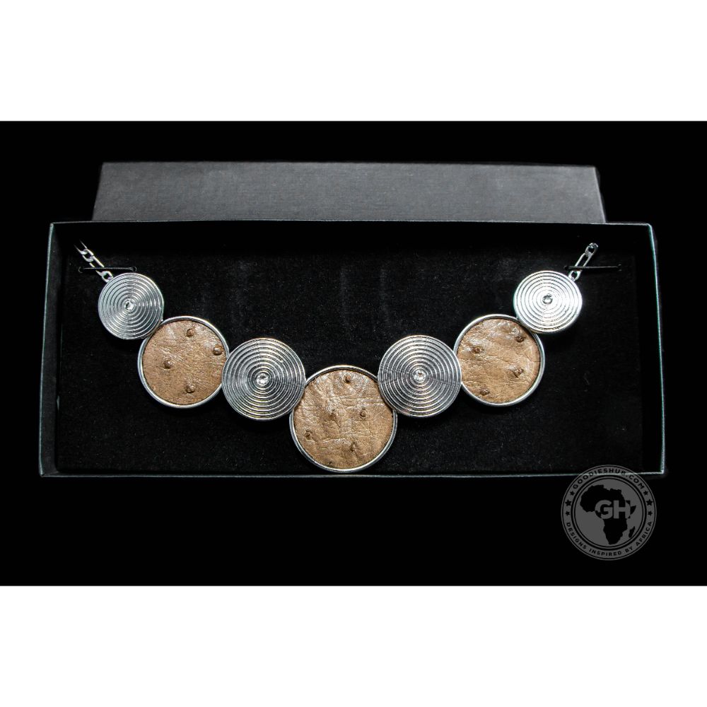 Ostrich Leather Round Necklace - Oryx