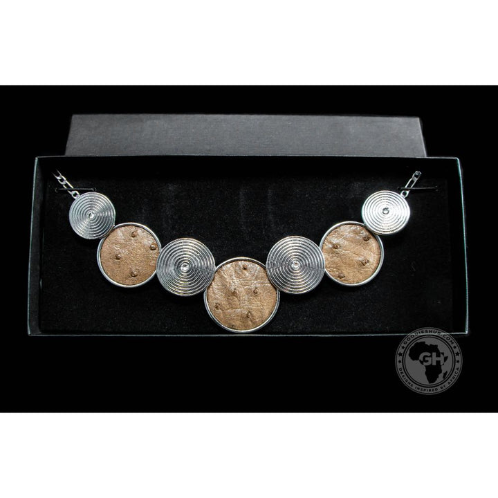 Ostrich Leather Round Necklace - Oryx
