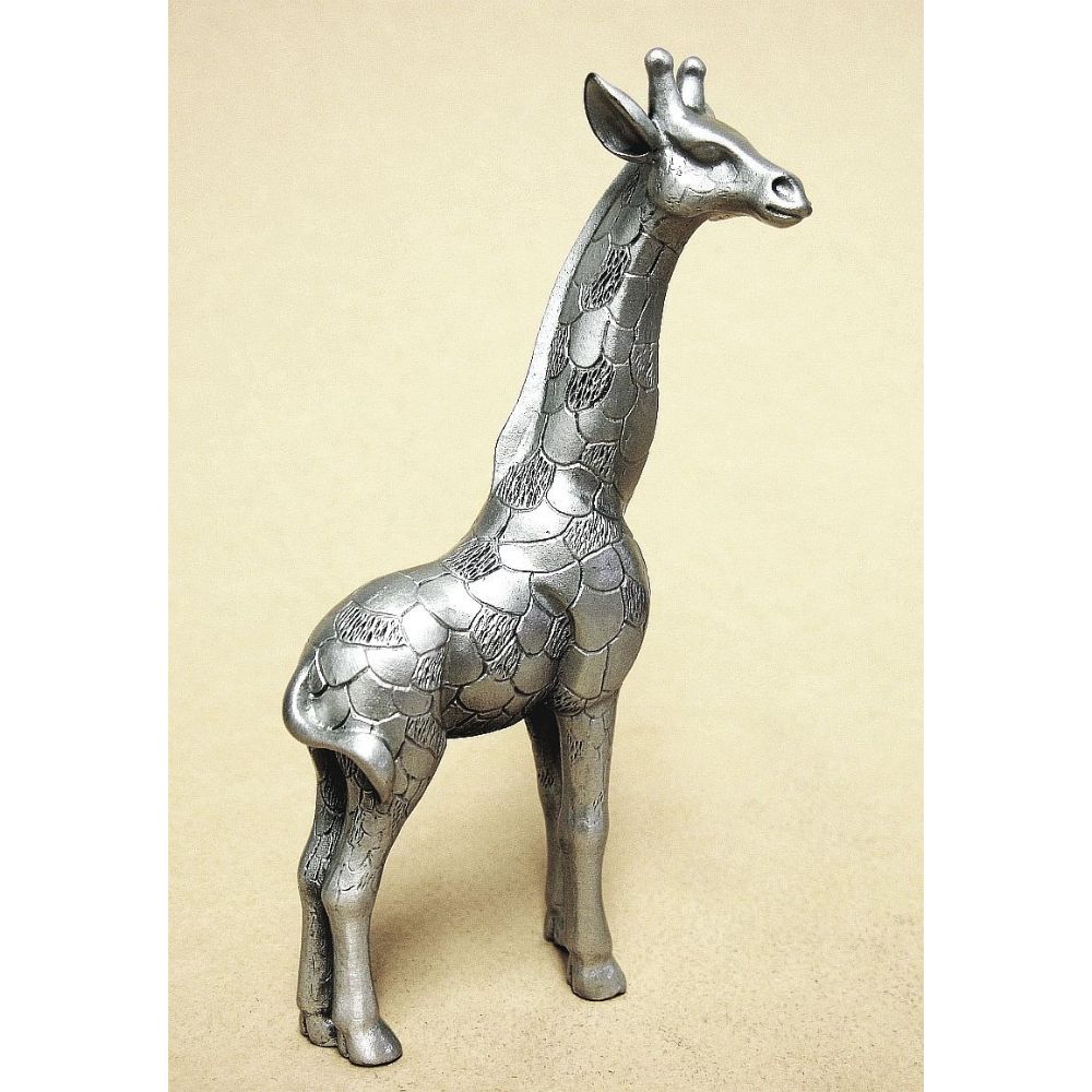 Giraffe Standing Pewter Sculpture