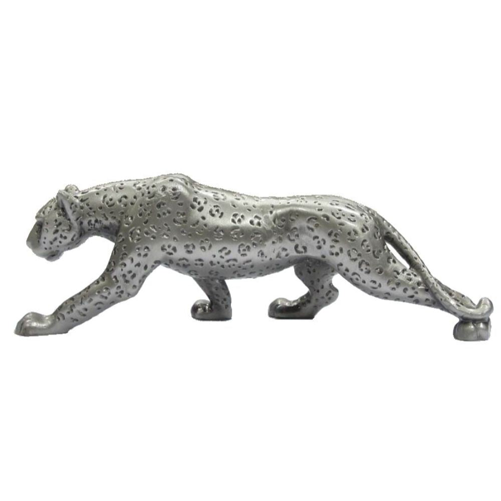 Leopard Walking Pewter Sculpture