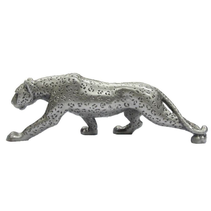 Leopard Walking Pewter Sculpture