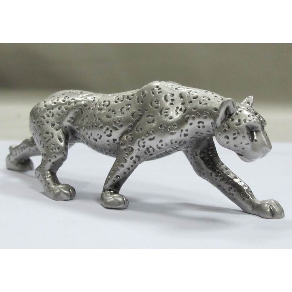 Leopard Walking Pewter Sculpture