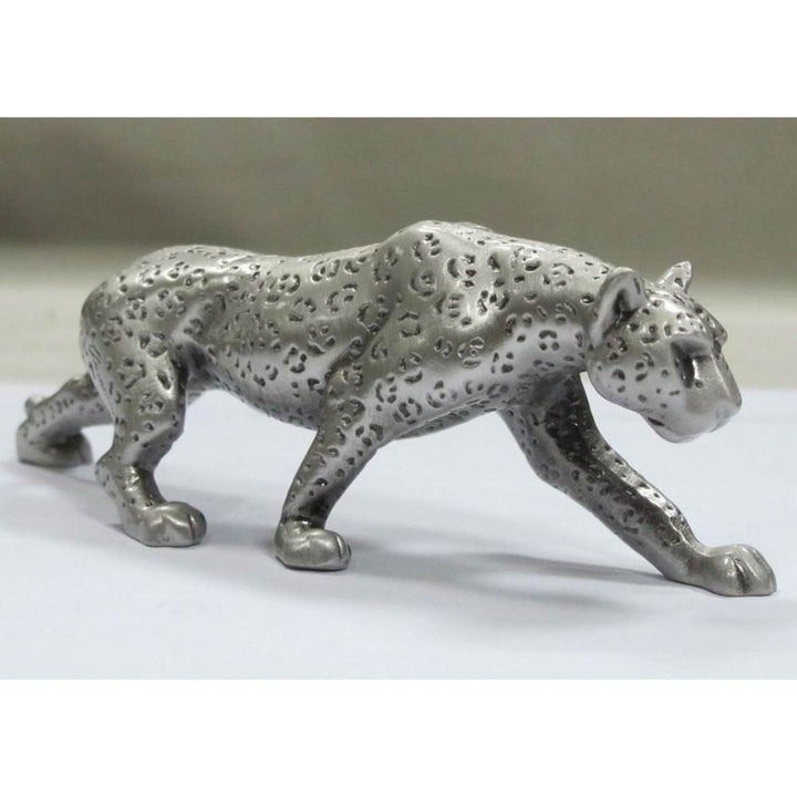 Leopard Walking Pewter Sculpture