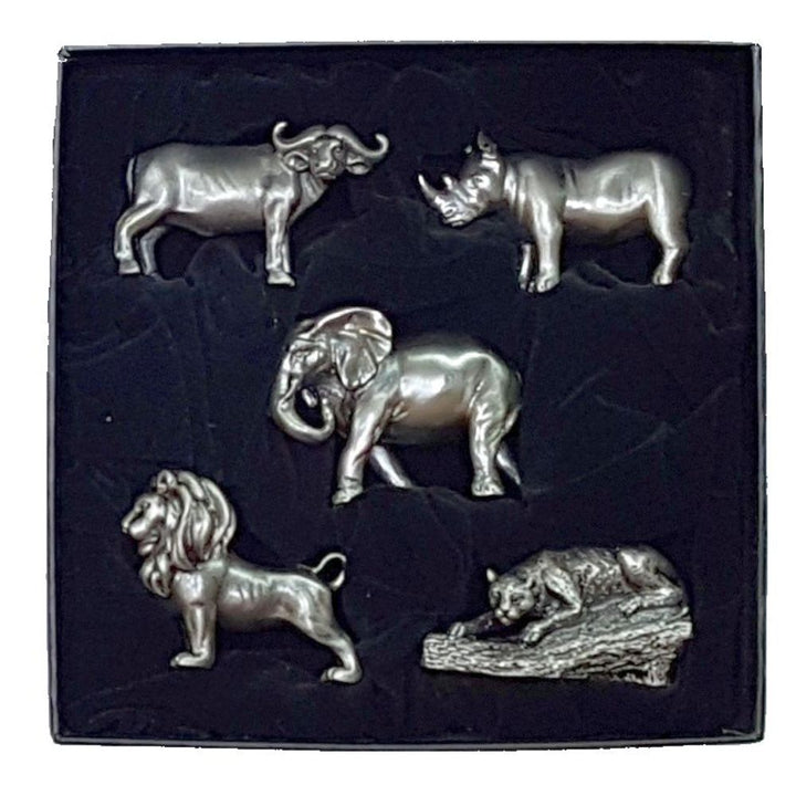 Big 5 African Animal Set Pewter Sculpture