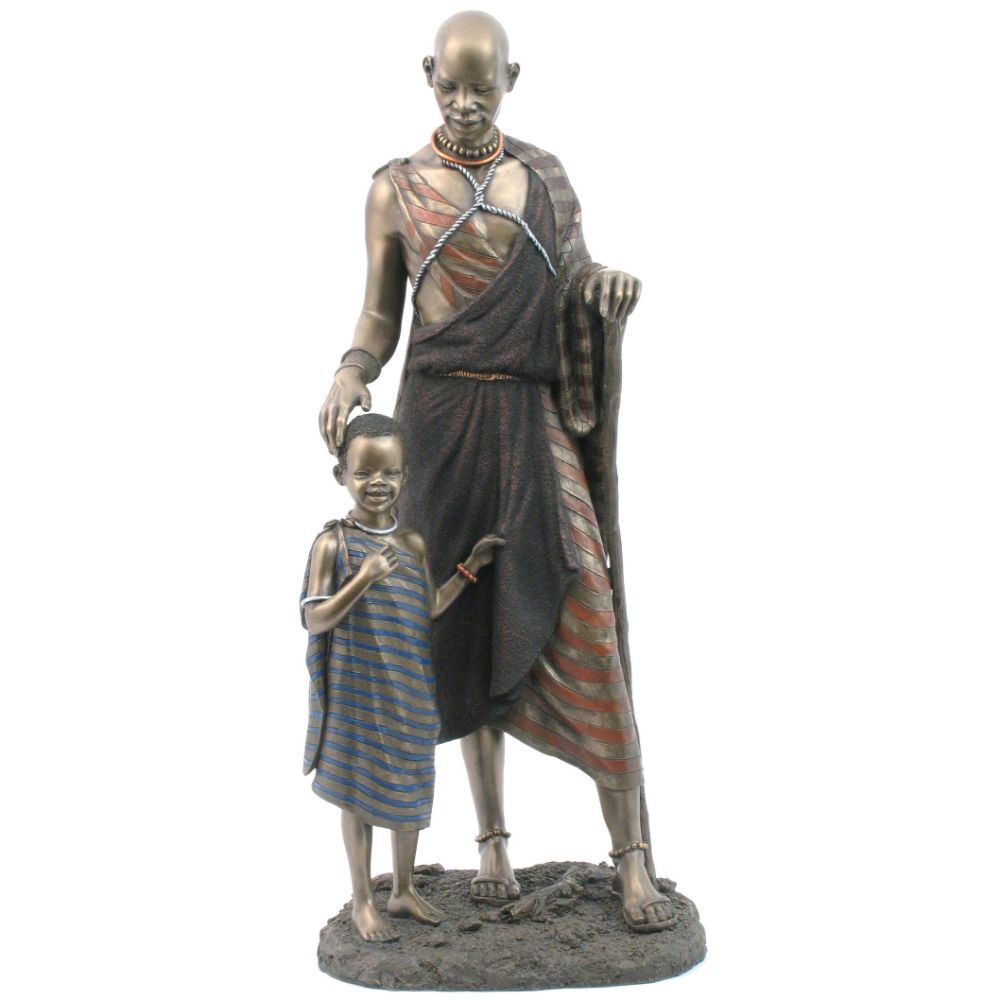 Mwana African Figurine Bronze Sculpture