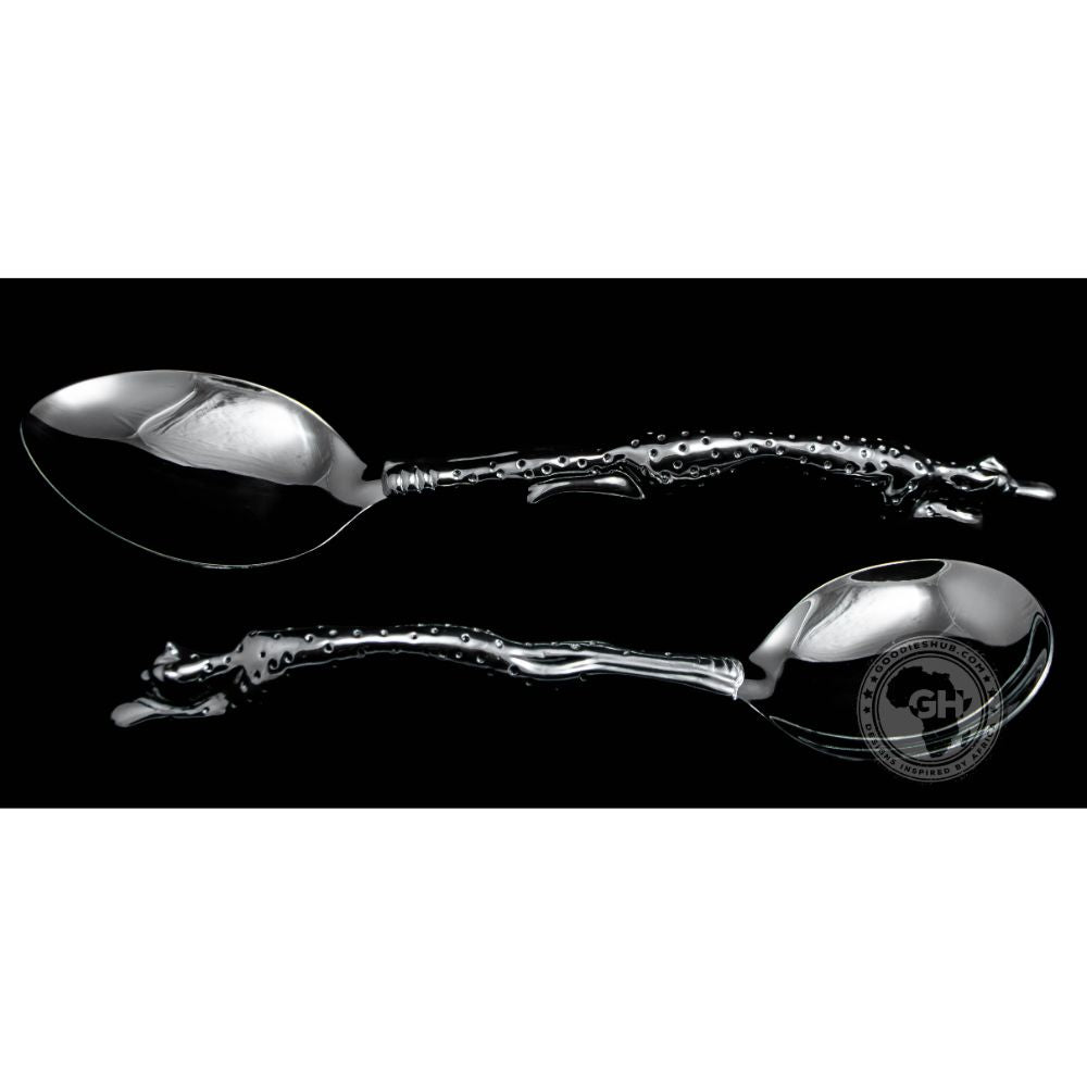 Serving Spoon Medium &amp; Serving Spoon Large Set - Cheetah Africa Collection - Diana Carmichael