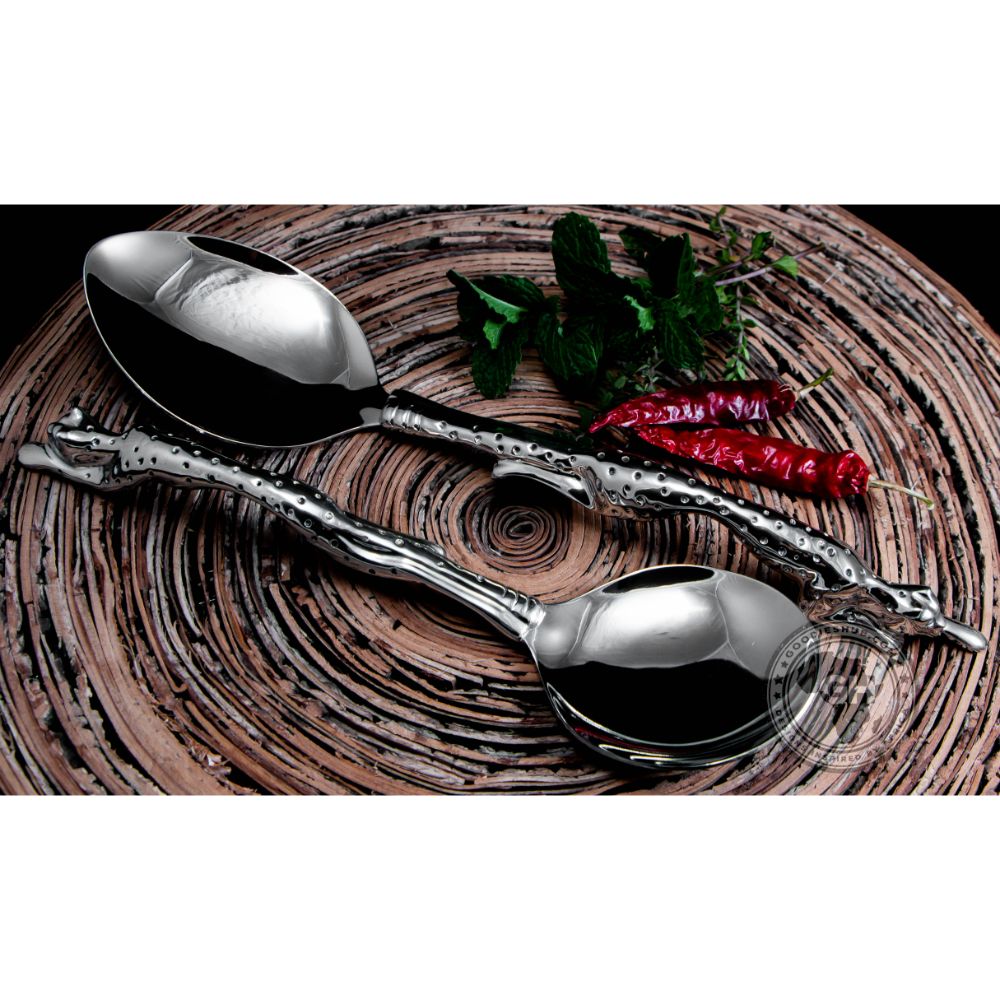 Serving Spoon Medium &amp; Serving Spoon Large Set - Cheetah Africa Collection - Diana Carmichael