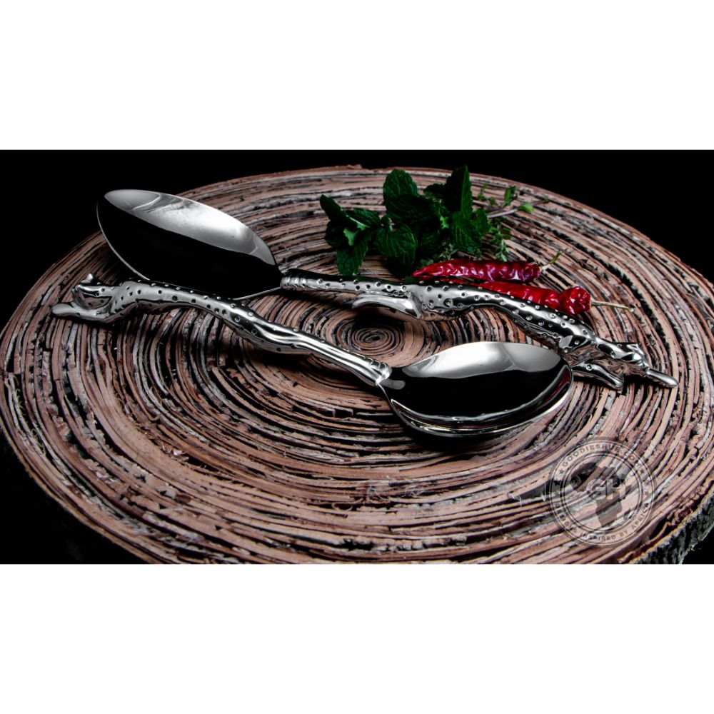 Serving Spoon Medium &amp; Serving Spoon Large Set - Cheetah Africa Collection - Diana Carmichael