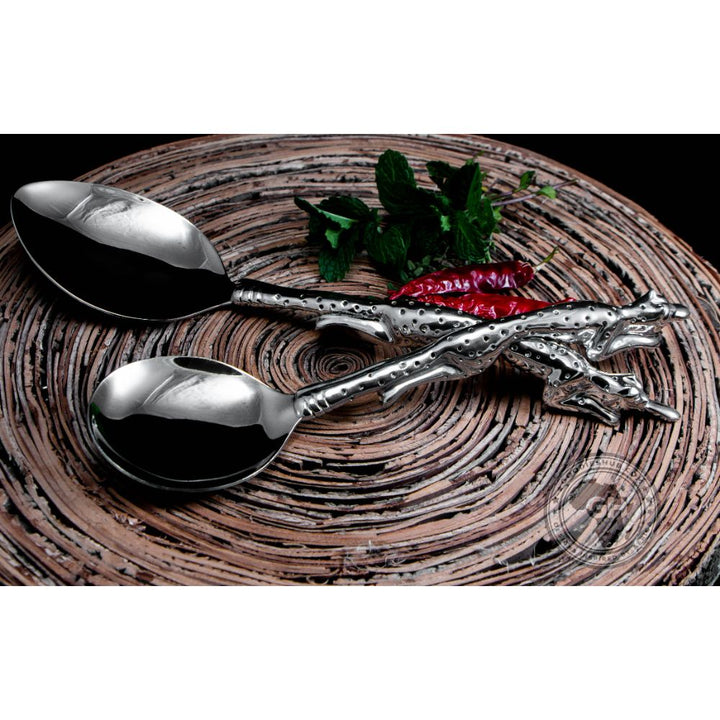 Serving Spoon Medium &amp; Serving Spoon Large Set - Cheetah Africa Collection - Diana Carmichael