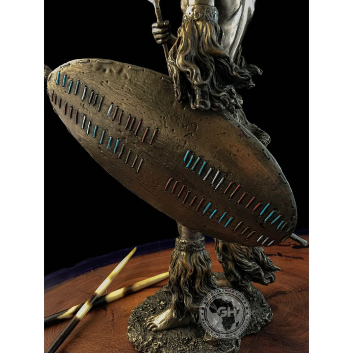 Shaka Zulu African Figurine Bronze Sculpture