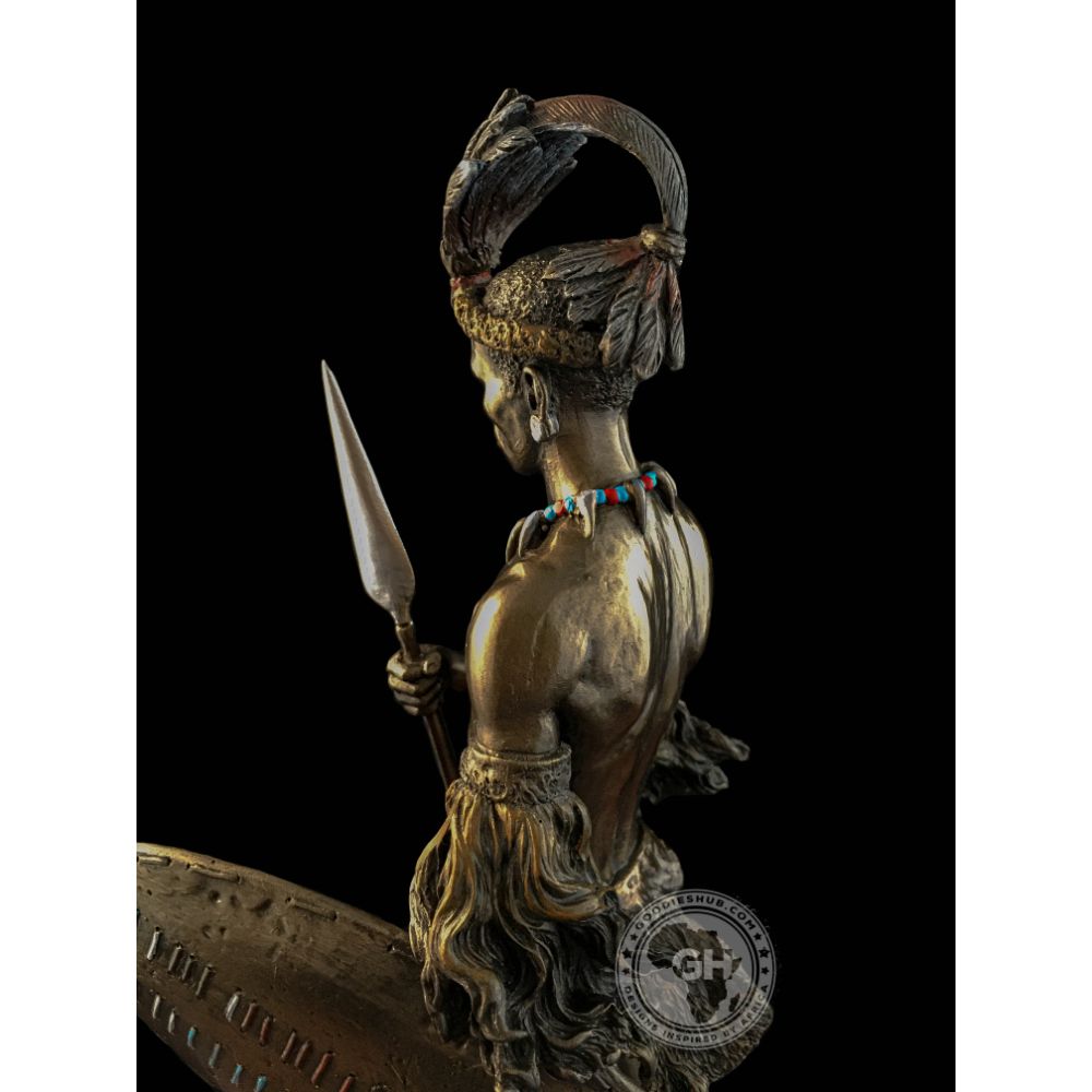 Shaka Zulu African Figurine Bronze Sculpture
