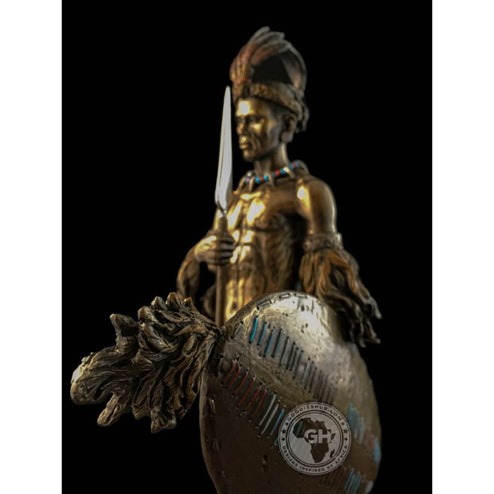Shaka Zulu African Figurine Bronze Sculpture