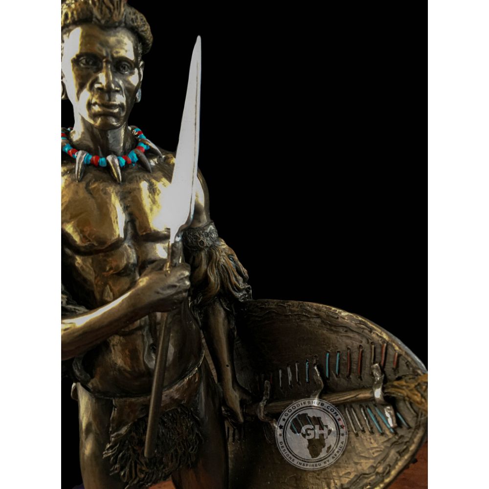 Shaka Zulu African Figurine Bronze Sculpture