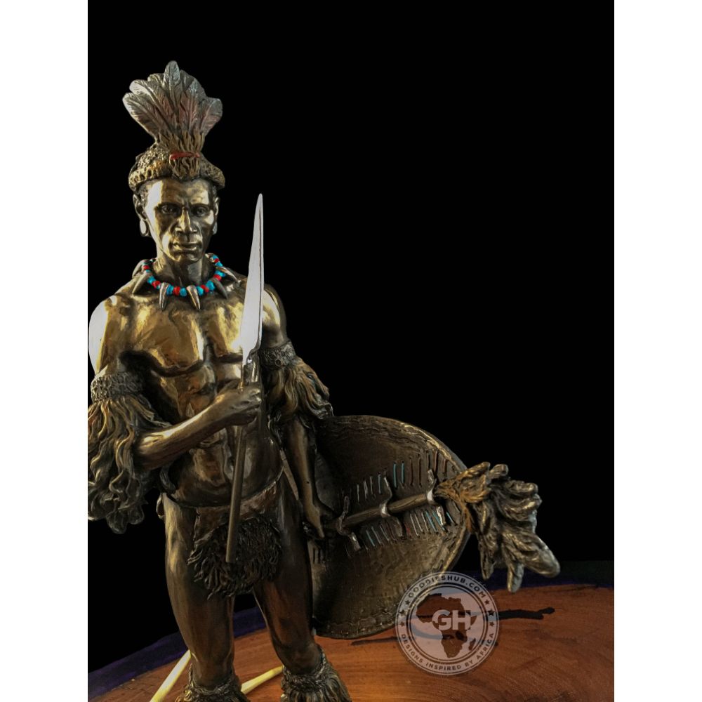 Shaka Zulu African Figurine Bronze Sculpture