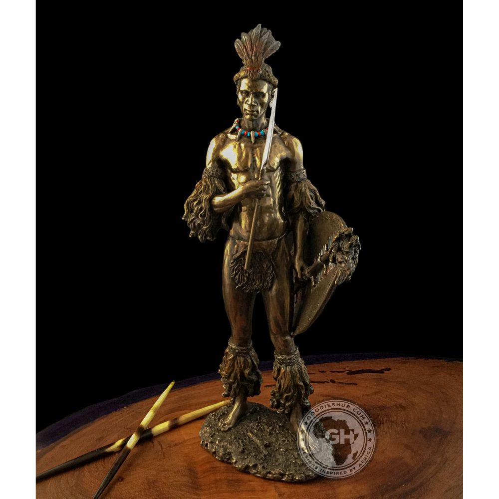 Shaka Zulu African Figurine Bronze Sculpture