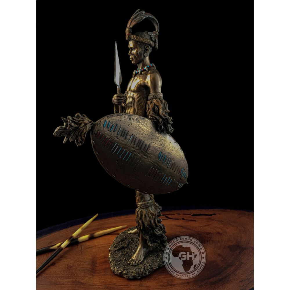 Shaka Zulu African Figurine Bronze Sculpture