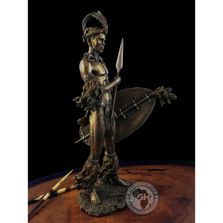 Shaka Zulu African Figurine Bronze Sculpture