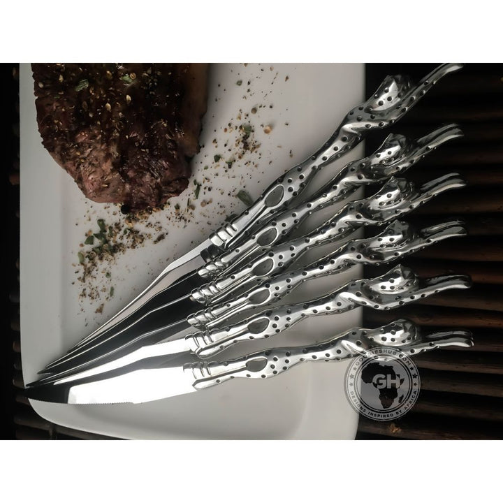Steak Knife Set of 6 - Cheetah Africa Collection - Diana Carmichael
