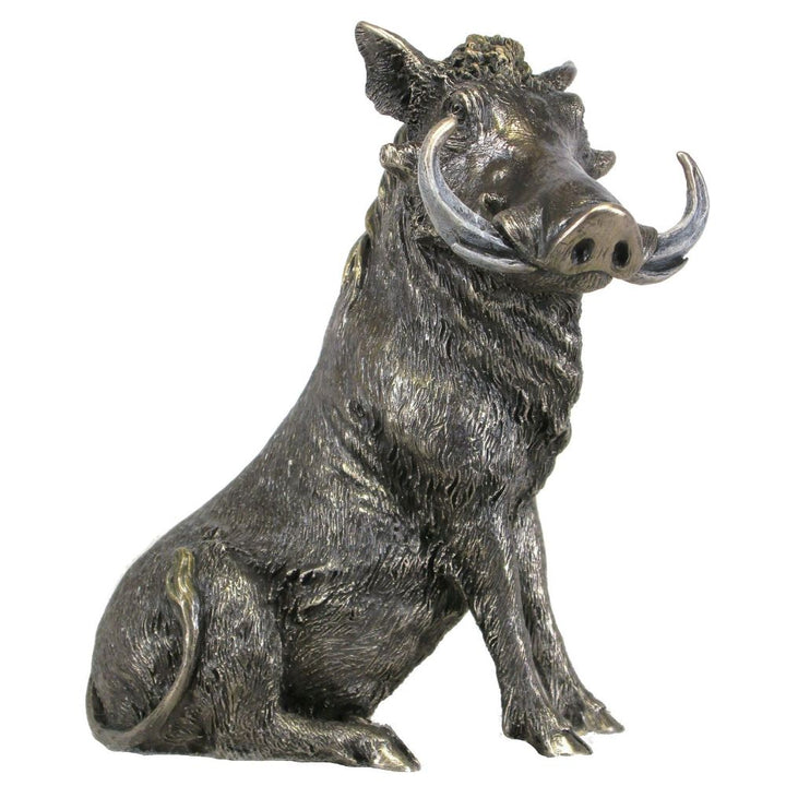 Warthog Sitting Bronzed Sculpture