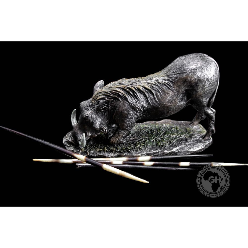 Warthog Kneeling Bronzed Sculpture