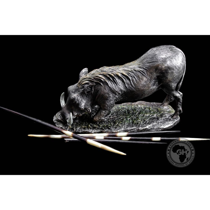 Warthog Kneeling Bronzed Sculpture