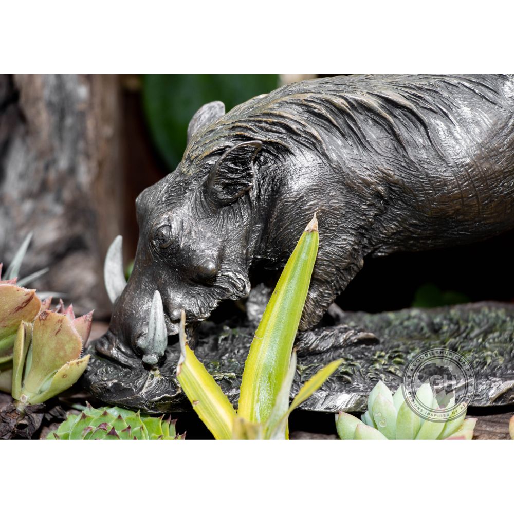 Warthog Kneeling Bronzed Sculpture