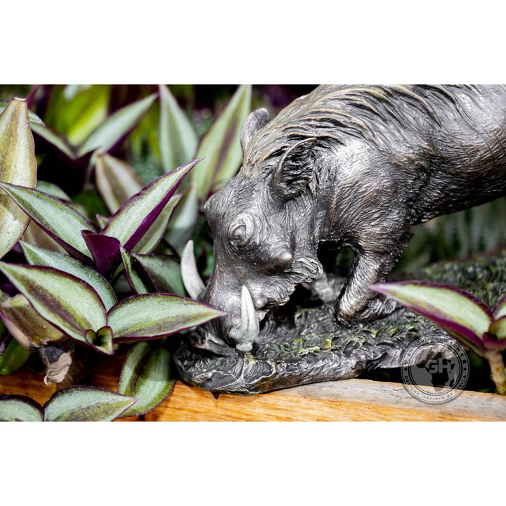 Warthog Kneeling Bronzed Sculpture