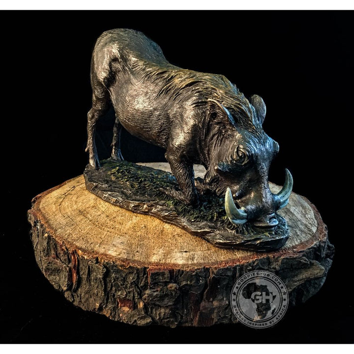 Warthog Kneeling Bronzed Sculpture