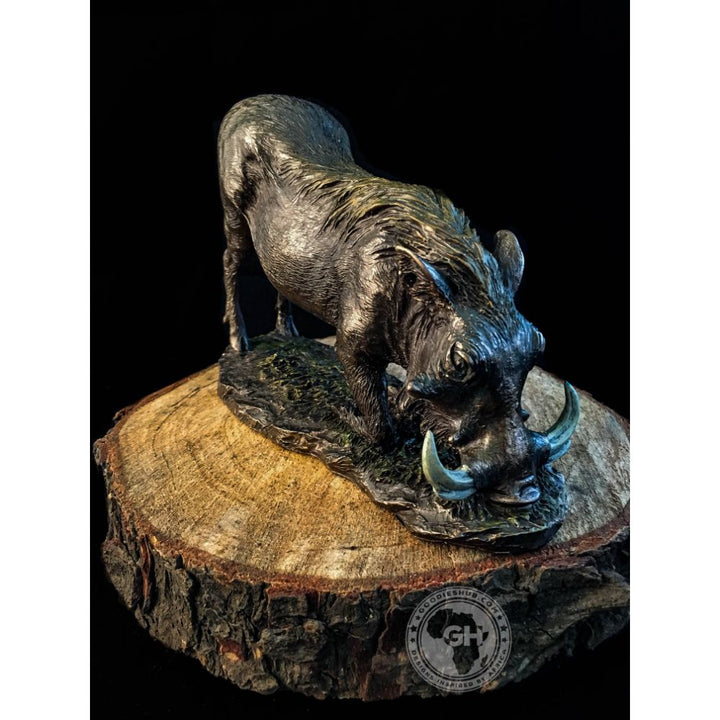 Warthog Kneeling Bronzed Sculpture