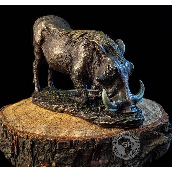 Warthog Kneeling Bronzed Sculpture