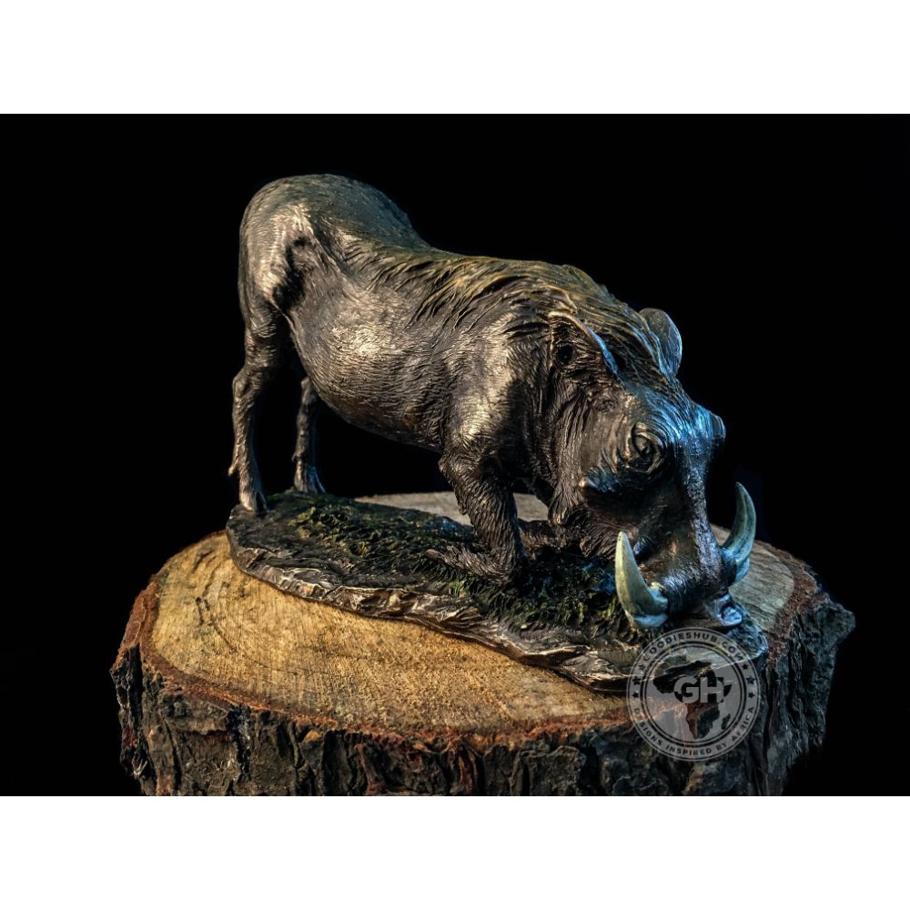 Warthog Kneeling Bronzed Sculpture