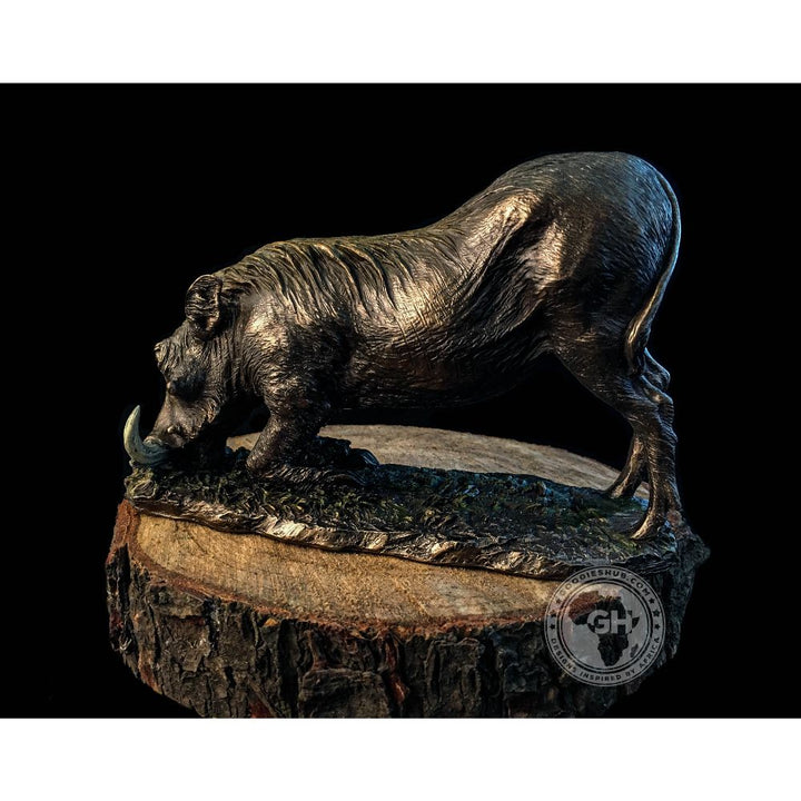Warthog Kneeling Bronzed Sculpture