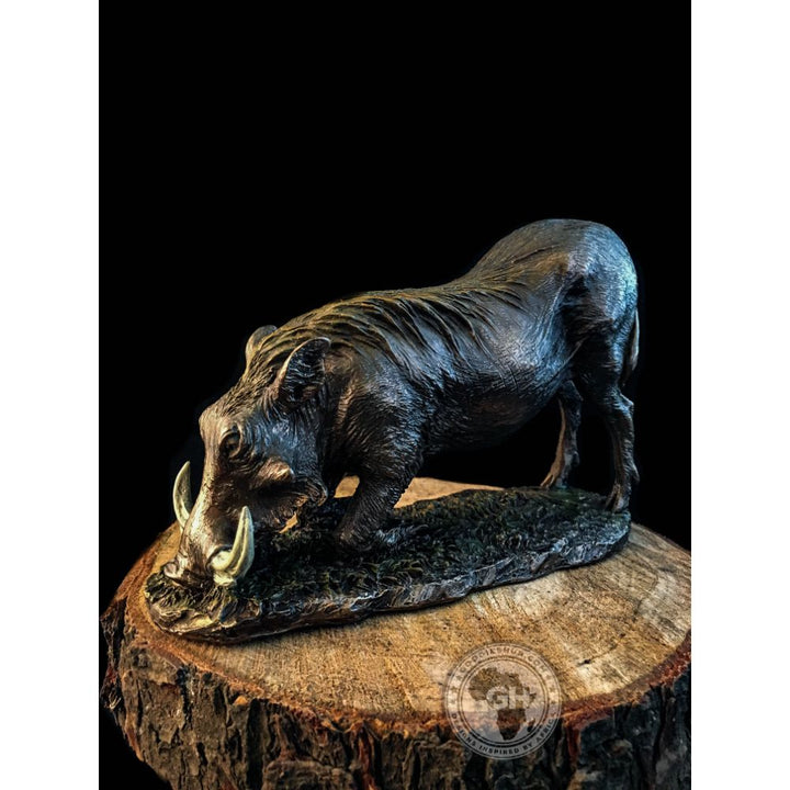 Warthog Kneeling Bronzed Sculpture