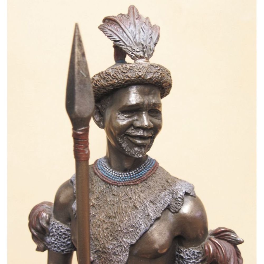 Zulu Chief African Figurine Bronze Sculpture