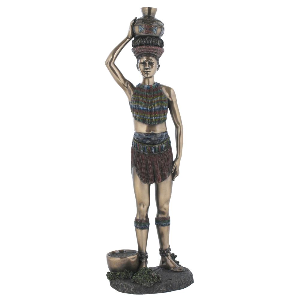 Zulu Maiden African Figurine Bronze Sculpture