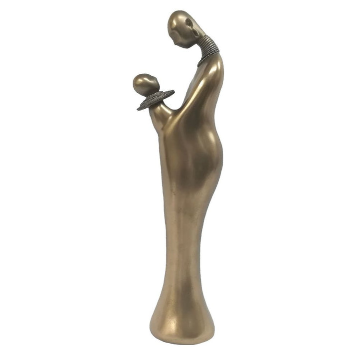 Mother &amp; Child Standing African Abstract Figurine Bronze Sculpture