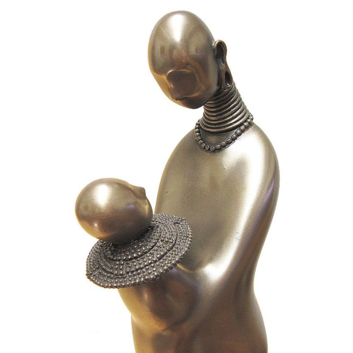 Mother &amp; Child Standing African Abstract Figurine Bronze Sculpture