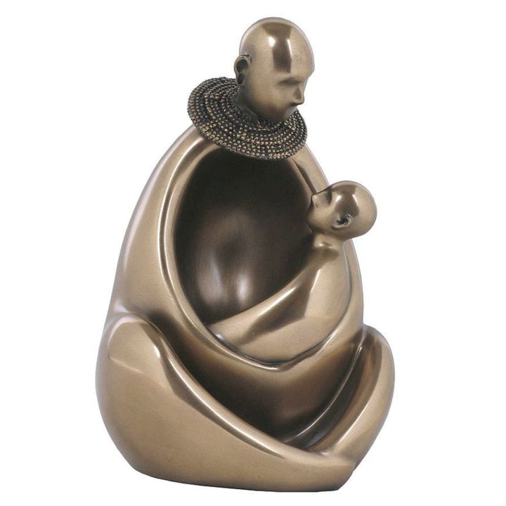 Mother &amp; Child Sitting African Abstract Figurine Bronze Sculpture