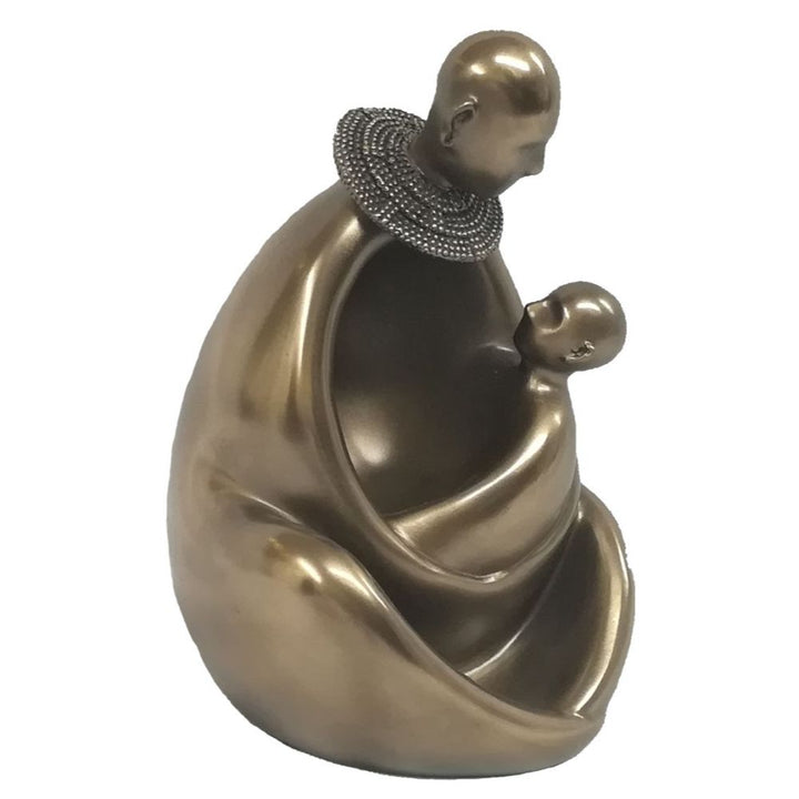 Mother &amp; Child Sitting African Abstract Figurine Bronze Sculpture