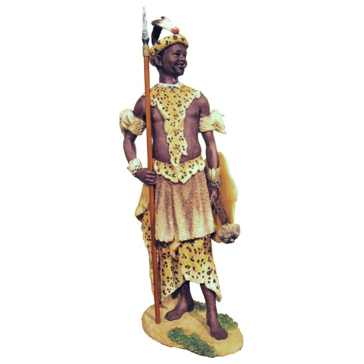 Dingane Zulu Chief African Figurine Bronze Hand Painted Sculpture