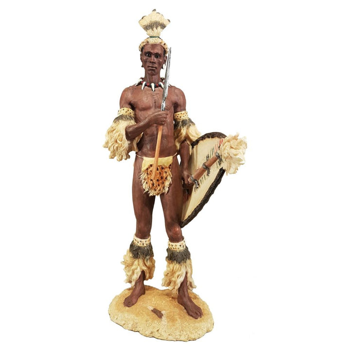 Shaka Zulu King African Figurine Bronze Hand Painted Sculpture