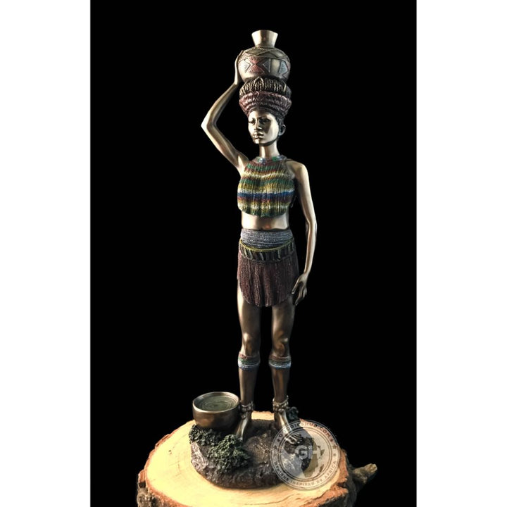 Zulu Maiden African Figurine Bronze Sculpture