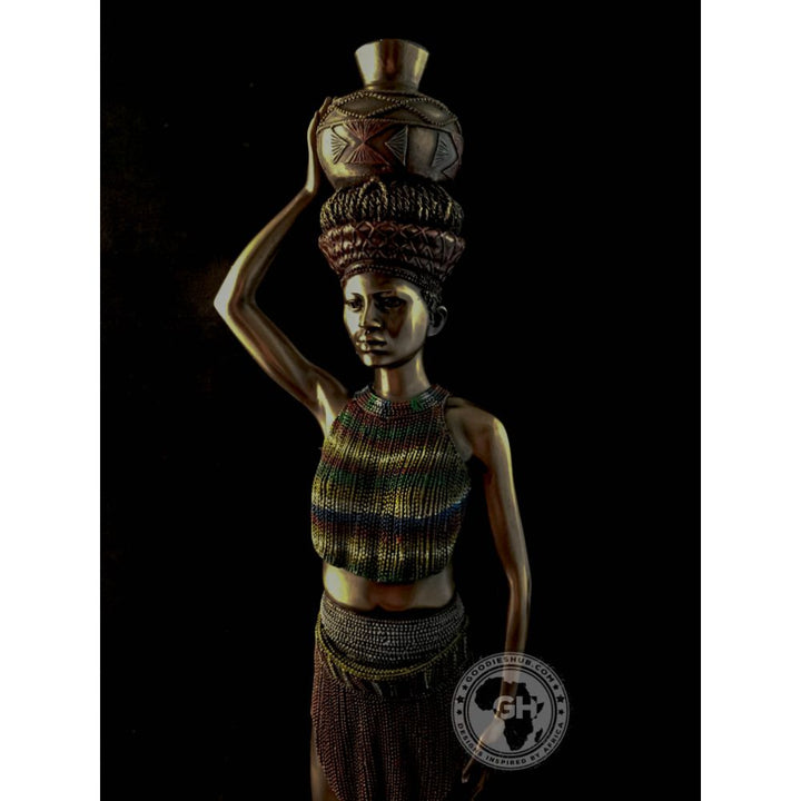 Zulu Maiden African Figurine Bronze Sculpture