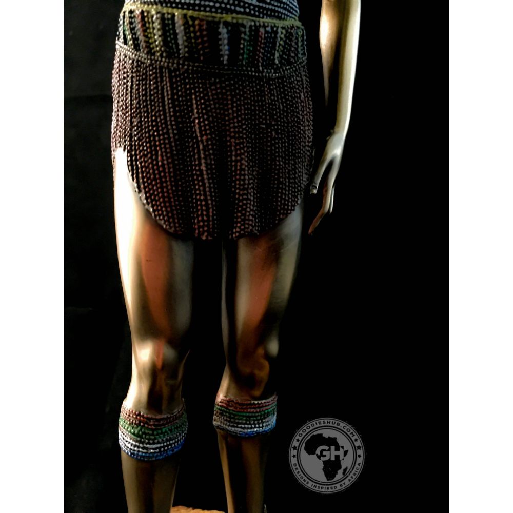 Zulu Maiden African Figurine Bronze Sculpture