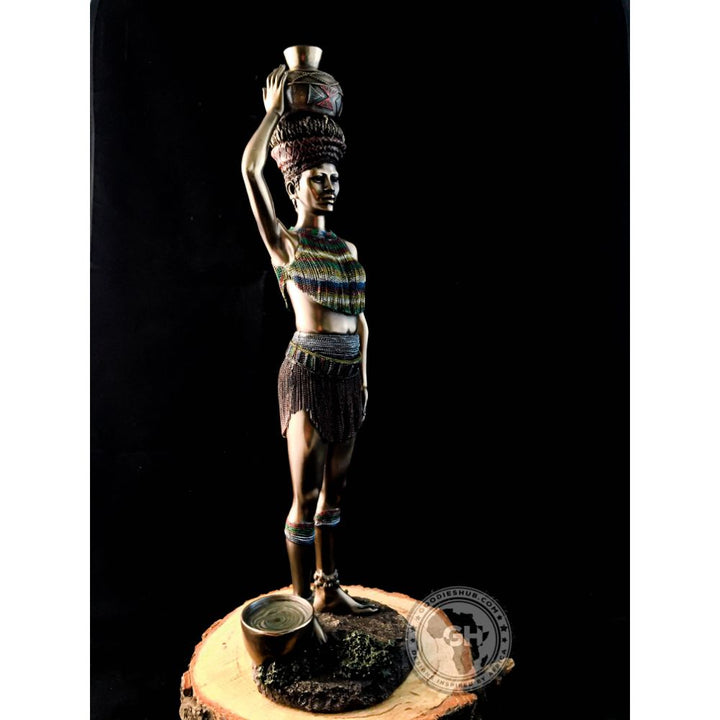 Zulu Maiden African Figurine Bronze Sculpture
