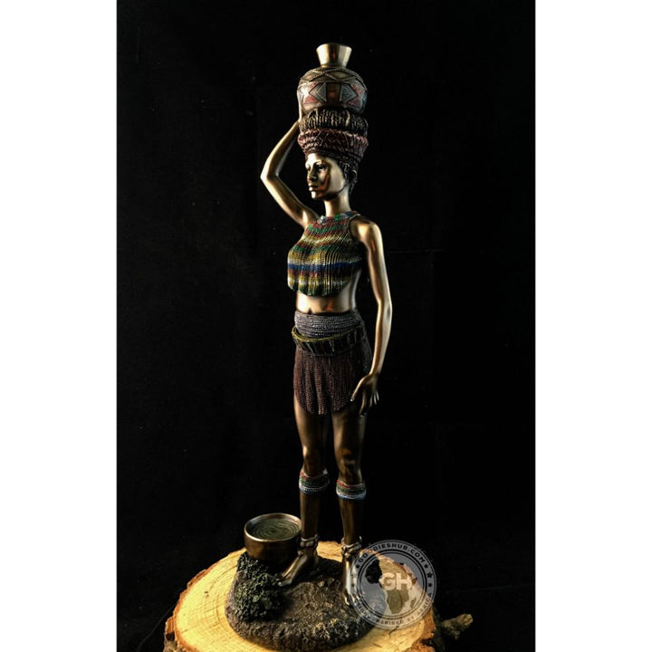 Zulu Maiden African Figurine Bronze Sculpture