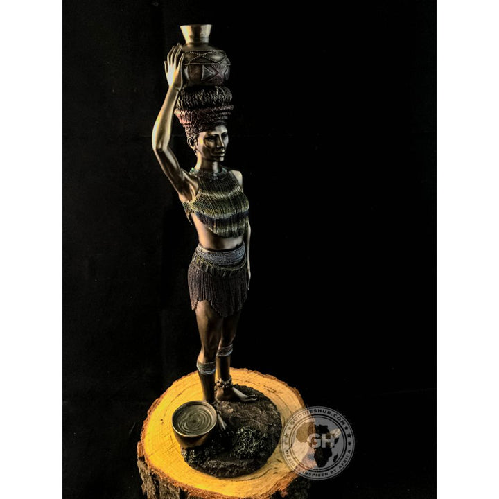 Zulu Maiden African Figurine Bronze Sculpture