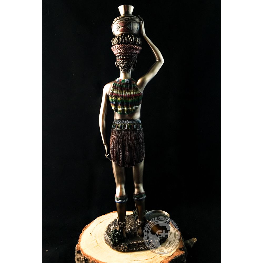 Zulu Maiden African Figurine Bronze Sculpture