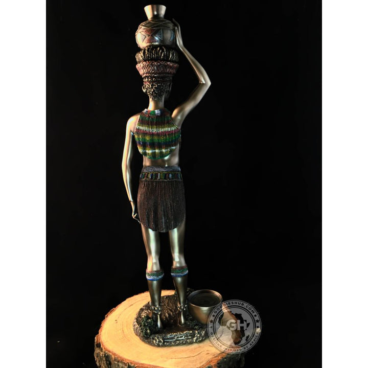 Zulu Maiden African Figurine Bronze Sculpture